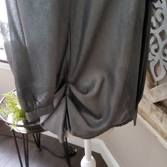 Decree Women's Junior 3/4 Sleeve, Button Tie Front Sheer Top in Metallic Silver - Picture 6 of 6